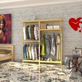 Fokai Wood Vouge - Kapaksız Açık Ahşap El Yapımı Gardırop Elbise Dolabı