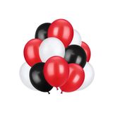 FOKUL 10 Adet Metalik Sedefli Beyaz-Siyah-Kırmızı Helyumla Uçabilen Balon