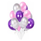 FOKUL 10 Adet Metalik Sedefli Mor-Pembe-Gümüş Helyumla Uçabilen Balon