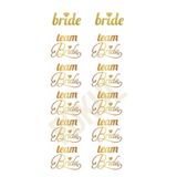 FOKUL Bride To Be Dövme Gold Renk Geçici Dövme Bekarlığa Veda Partisi 2 Bride 10 Team Bride Dövme 12 Adet