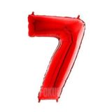 FOKUL Folyo Balon Kırmızı Renk 100 Cm 40 Inç 7 Yaş Büyük Rakam Folyo Yaş Balonu Hava Ve Helyum Uyumlu