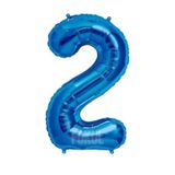FOKUL Folyo Balon Mavi Renk 100 Cm 40 Inç 2 Yaş Büyük Rakam Folyo Yaş Balonu Hava Ve Helyum Uyumlu