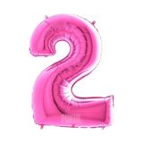 FOKUL Folyo Balon Pembe Renk 100 Cm 40 Inç 2 Yaş Büyük Rakam Folyo Yaş Balonu Hava Ve Helyum Uyumlu