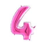FOKUL Folyo Balon Pembe Renk 100 Cm 40 Inç 4 Yaş Büyük Rakam Folyo Yaş Balonu Hava Ve Helyum Uyumlu