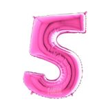 FOKUL Folyo Balon Pembe Renk 100 Cm 40 Inç 5 Yaş Büyük Rakam Folyo Yaş Balonu Hava Ve Helyum Uyumlu