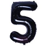 FOKUL Folyo Balon Siyah Renk 100 Cm 40 Inç 5 Yaş Büyük Rakam Folyo Yaş Balonu Hava Ve Helyum Uyumlu