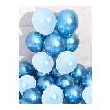 FOKUL Krom Mavi Ve Makaron (Pastel,Mat) Mavi Renk 10 Adet Balon