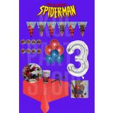 FOKUL Spiderman Örümcek Adam 3 Yaş 16 Kişilik Doğum Günü Parti Malzemeleri Konsepti Parti Seti
