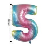 FOKUL Unicorn Gökkuşağı Rengarenk 100 Cm 40 Inç 5 Yaş Büyük Rakam Folyo Yaş Balonu