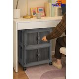 Fold&Go 2 Katlı Portatif Organizer Tekerlekli Dolap ”Antrasit” Çok Amaçlı Mıknatıs Kapaklı Katlanır