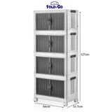 Fold&Go 4'Lü Portatif Organizer Tekerlekli Dolap ”Beyaz” Çok Amaçlı Mıknatıs Kapaklı Katlanır İstiflenebilir