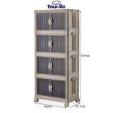 Fold&Go 4'Lü Portatif Organizer Tekerlekli Dolap ”Toprak” Çok Amaçlı Mıknatıs Kapaklı Katlanır