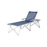 Foldzen Katlanabilir Şezlong | 5 Kademe Ayarlı, UV Korumalı Kumaş, Hafif ve Taşınabilir, 120 Kg Taşıma Kapasiteli, Alüminyum Gövdeli Plaj-Bahçe-Havuz Şezlongu (Neon Yeşil/Lacivert) (Lacivert)