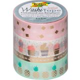 folia 26418 Dekoratif Yapışkan Bant Washhi-Tape HOTFOIL Altın, 4'lü Set