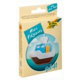 folia 52901 - Keçe Dikiş Seti Çocuklar için Mini Keçe, Römork, Gemi Römorku, 10 Parça - Kendi kendinize dikilmiş kolye ucu üretimi için keçe dikiş seti