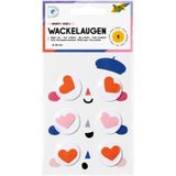 folia 750130 750130 Sallanan Gözler Kalpler Boyut L, 6 x Ø 3 cm, Kalp Şeklinde Turuncu ve Pembe Renkte Plastik, Kendinden Yapışkanlı, Süsleme ve Dekorasyon için, Çok Renkli, Ø 30 mm