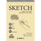 Folix Art A5 Sırt Spiralli 100 Yaprak 90gr İnce Dokulu Ivory Kağıt Sketç Defteri