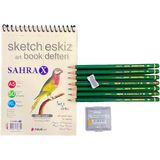 Folix Art Çizim Seti A5 Eskiz Defteri & Dereceli Kalemler & Hamur Silgi & Kalemtraş ( 10 'lu Set )
