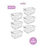 follow me Petek Tekerlekli Kilitli Saklama Kutusu 40LT 6 Adet