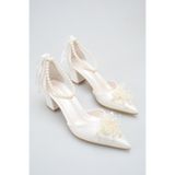 FOLLOWIN Bridal Pearl Dream Kalın Topuklu Sivri Burun İncili Özel Gün Nikah Düğün Gelin Ayakkabısı - 6 cm