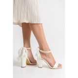 FOLLOWIN Elegant İnci Detaylı Kalın Topuklu Gelin Ayakkabısı - 9 cm