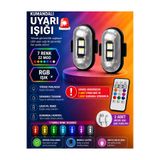 Folveit Uzaktan Kumandalı 2'li Çakar Led/Şarjlı Mini Led Işık/Drone Işığı/Anti Çarpışma Uyarı Işığı