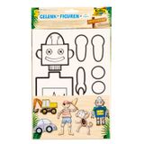 Folyo 23319 Macera Ülkesi Figürleri, Kontur Baskılı Karton, Eklemli Tokalı, Boyama ve Şekillendirme için, 5 Adet, Korsan, AFFE, Robot, Ekskavatör ve Araba