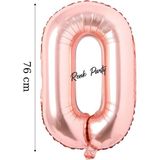 Folyo Balon 0 Rakamı Helyum Balon 76 cm Rose Renk - 0 Yaş Balonu - 0 Rakam Balon - 34 Inch