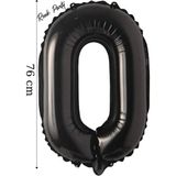 Folyo Balon 0 Rakamı Helyum Balon 76 cm Siyah Renk - 0 Yaş Balonu - 0 Rakam Balon - 34 Inch