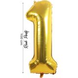 Folyo Balon 1 Rakamı Helyum Balon 100 cm Gold Renk - 1 Yaş Balonu - 1 Rakam Balon - 40 Inch