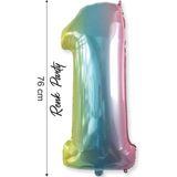 Folyo Balon 1 Rakamı Helyum Balon 76 cm Gökkuşağı - 1 Yaş Balonu - 1 Rakam Balon - 34 Inch - Renkli