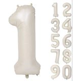 Folyo Balon 1 Rakamı Helyum Balon 76 cm Krem Renk - 1 Yaş Balonu Retro 1 Rakam Balon