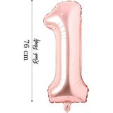 Folyo Balon 1 Rakamı Helyum Balon 76 cm Rose Renk - 1 Yaş Balonu - 1 Rakam Balon - 34 Inch