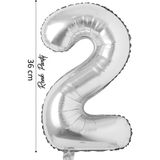Folyo Balon 2 Rakamı Helyum Balon 36 cm Gümüş Renk - 2 Yaş Balonu - 2 Rakam Balon - 16 Inch
