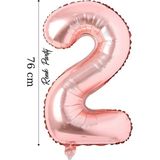 Folyo Balon 2 Rakamı Helyum Balon 76 cm Rose Renk - 2 Yaş Balonu - 2 Rakam Balon - 34 Inch