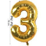 Folyo Balon 3 Rakamı Helyum Balon 76 cm Gold Renk - 3 Yaş Balonu - 3 Rakam Balon - 34 Inch - Altın