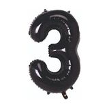Folyo Balon 3 Rakamı Helyum Balon 76 cm Siyah Renk - 3 Yaş Balonu - 3 Yaş Balon -3 Rakam Balon - Ekru