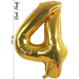 Folyo Balon 4 Rakamı Helyum Balon 76 cm Gold Renk - 4 Yaş Balonu - 4 Rakam Balon - 34 Inch - Altın