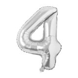 Folyo Balon 4 Rakamı Helyum Balon 76 Cm (GÜMÜŞ)