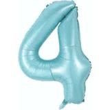Folyo Balon 4 Rakamı Helyum Balon 76 cm Mavi Renk - Retro 4 Yaş - 1 Adet - Açık Mavi