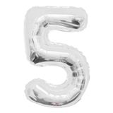 Folyo Balon 5 Rakamı Gümüş 100 Cm Çok Renkli