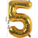 Folyo Balon 5 Rakamı Helyum Balon 76 cm Gold Renk - 5 Yaş Balonu - 5 Rakam Balon - 34 Inch - Altın