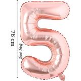 Folyo Balon 5 Rakamı Helyum Balon 76 cm Rose Renk - 5 Yaş Balonu - 5 Rakam Balon - 34 Inch