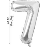 Folyo Balon 7 Rakamı Helyum Balon 36 cm Gümüş Renk - 7 Yaş Balonu - 7 Rakam Balon - 16 Inch
