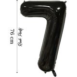 Folyo Balon 7 Rakamı Helyum Balon 76 cm Siyah Renk - 7 Yaş Balonu - 7 Rakam Balon - 34 Inch