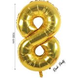 Folyo Balon 8 Rakamı Helyum Balon 100 cm Gold Renk - 8 Yaş Balonu - 8 Rakam Balon - 40 Inch
