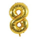 Folyo Balon 8 Rakamı Helyum Balon 36 Cm Gold Renk - 8 Yaş