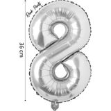 Folyo Balon 8 Rakamı Helyum Balon 36 cm Gümüş Renk - 8 Yaş Balonu - 8 Rakam Balon - 16 Inch