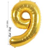 Folyo Balon 9 Rakamı Helyum Balon 100 cm Gold Renk - 9 Yaş Balonu - 9 Rakam Balon - 40 Inch