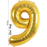 Folyo Balon 9 Rakamı Helyum Balon 76 cm Gold Renk - 9 Yaş Balonu - 9 Rakam Balon - 34 Inch - Altın